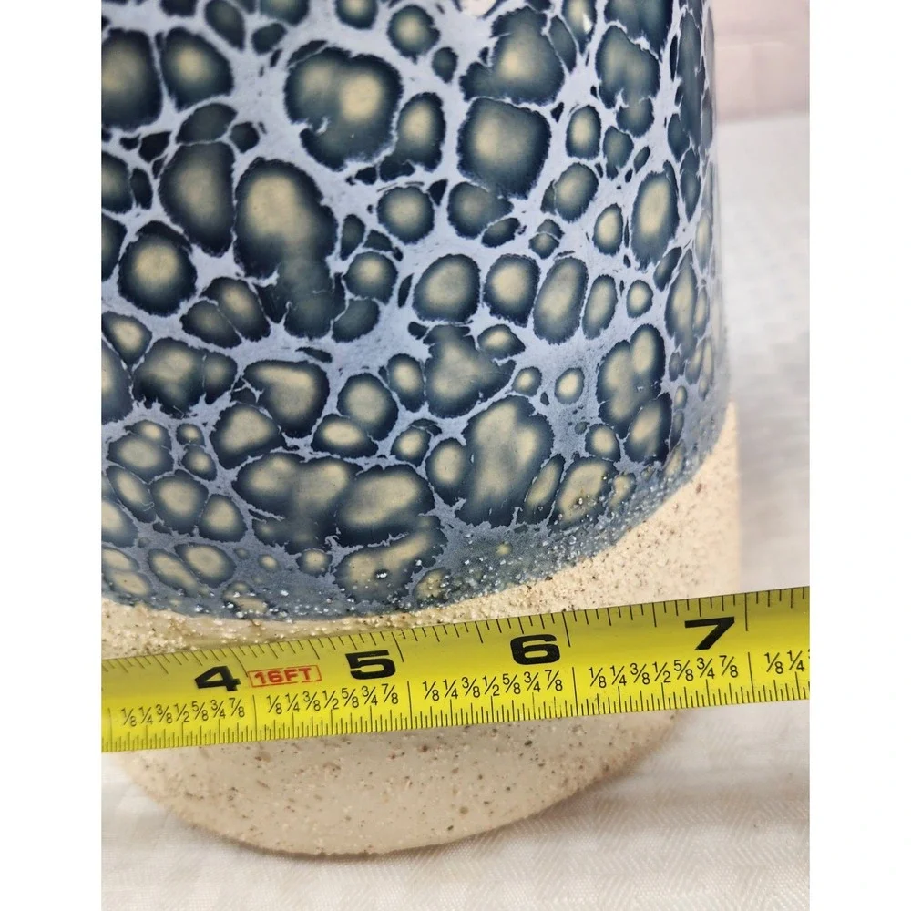 Pier 1 Vtg NWT Crystalline Blue Pottery Vase Textured Speckled Glaze Ceramic